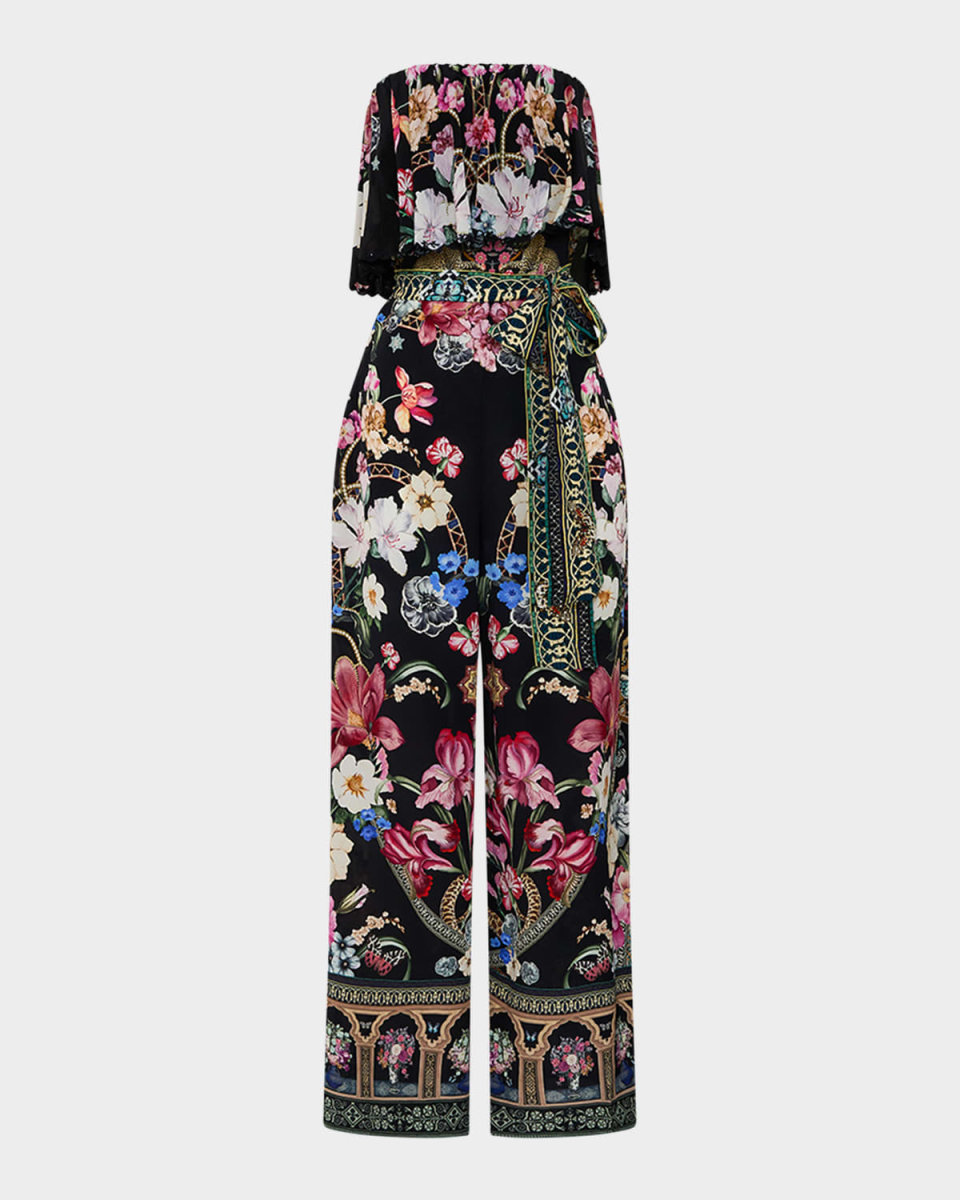 Midnight in Monserrate Strapless Frill Jumpsuit